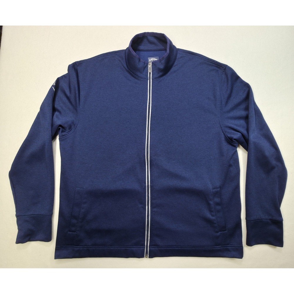 Callaway Jacket Mens L Blue Full Zip Waffle Lined Windbreaker Weather Series
